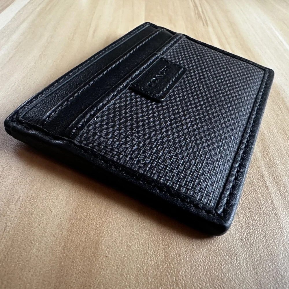 Coach Denim Signature Card Case Wallet Slim Credit Card Holder Black - NWOT